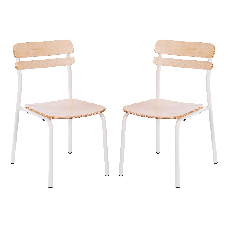 Pemberly Row Set of 2 Solid Wood Dining Chairs with White Frame in Antique White