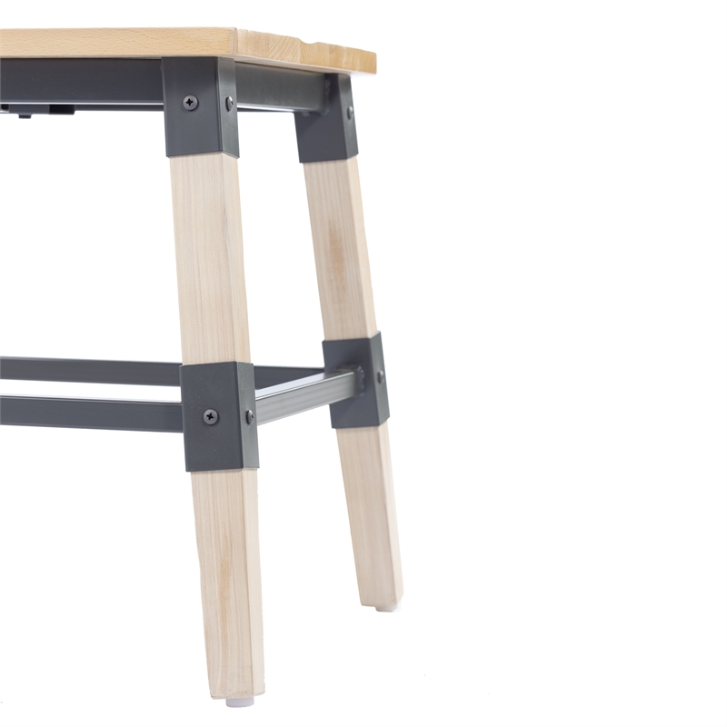 Pemberly Row Set of 2 Rustic Antique White Industrial Style Wood Dining Chairs