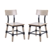 Pemberly Row Set of 2 Rustic Antique White Industrial Style Wood Dining Chairs