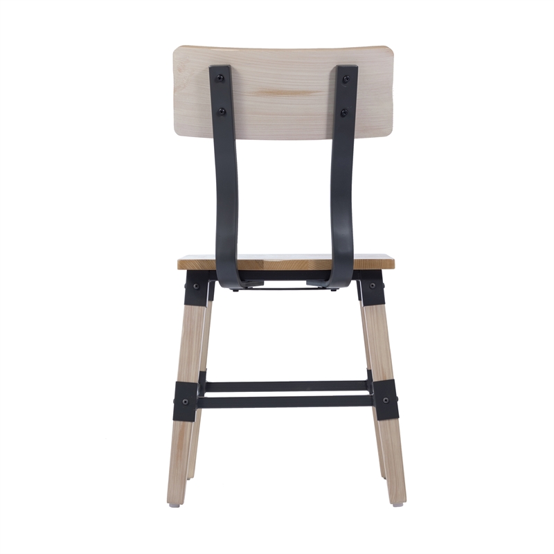 Pemberly Row Set of 2 Rustic Antique White Industrial Style Wood Dining Chairs