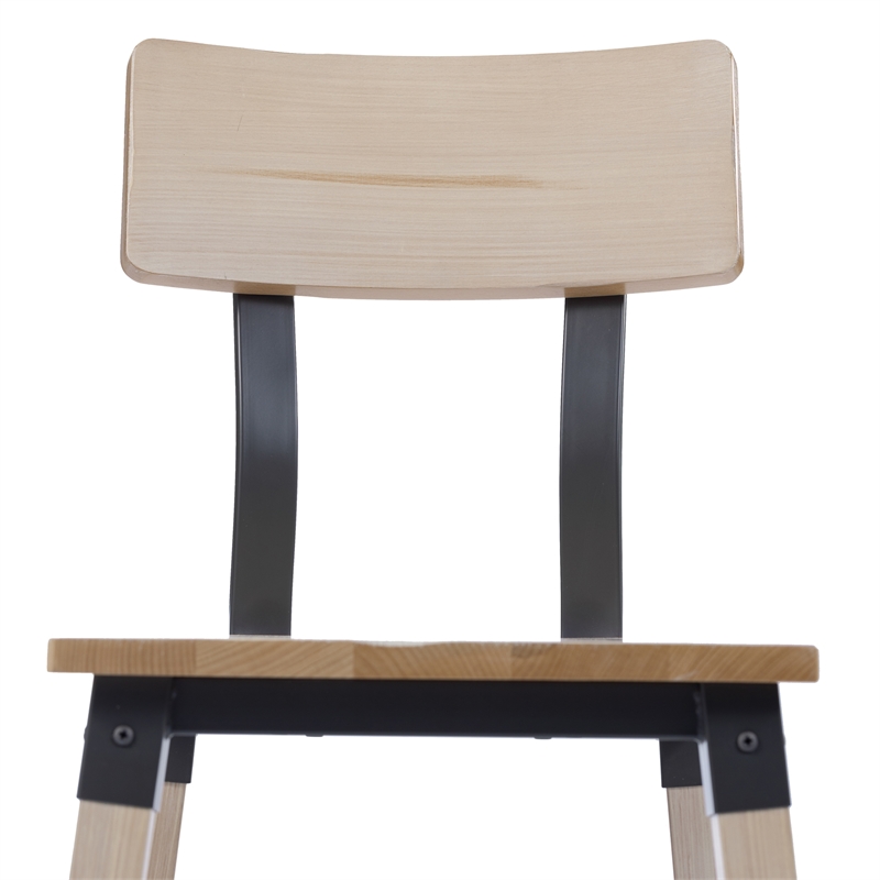 Pemberly Row Set of 2 Rustic Antique White Industrial Style Wood Dining Chairs