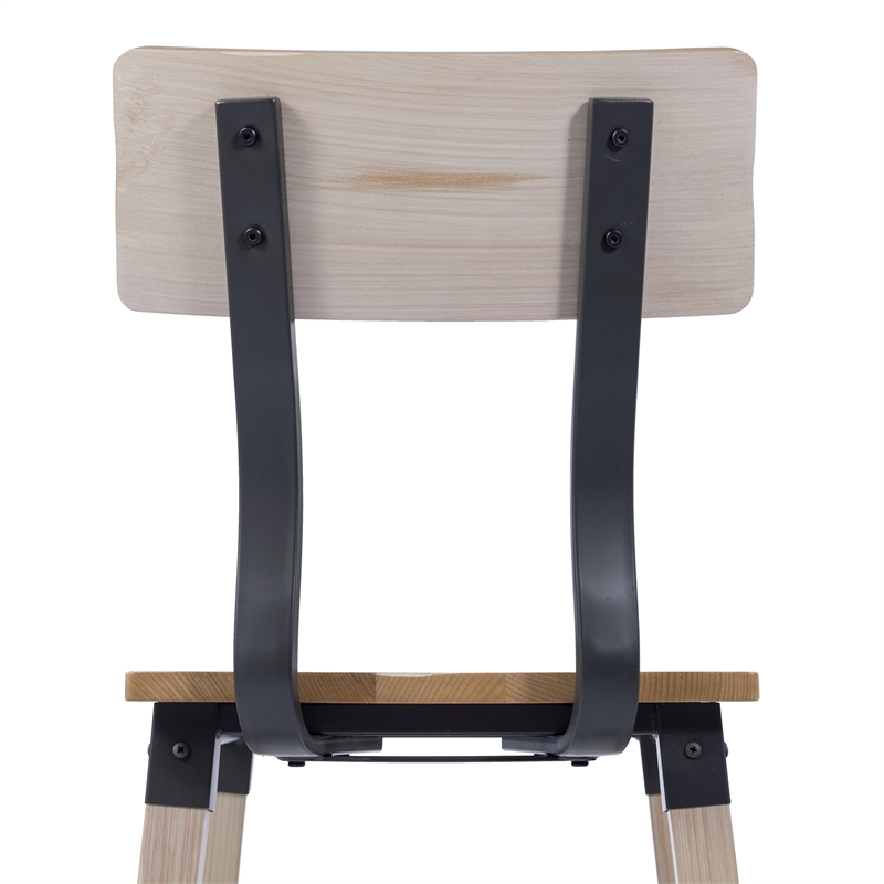 Pemberly Row Set of 2 Rustic Antique White Industrial Style Wood Dining Chairs