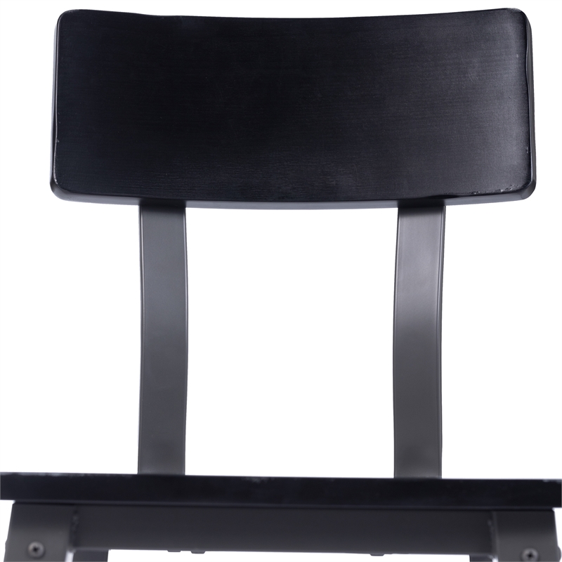 Pemberly Row Set of 2 Rustic Black Industrial Style Wood Dining Chairs