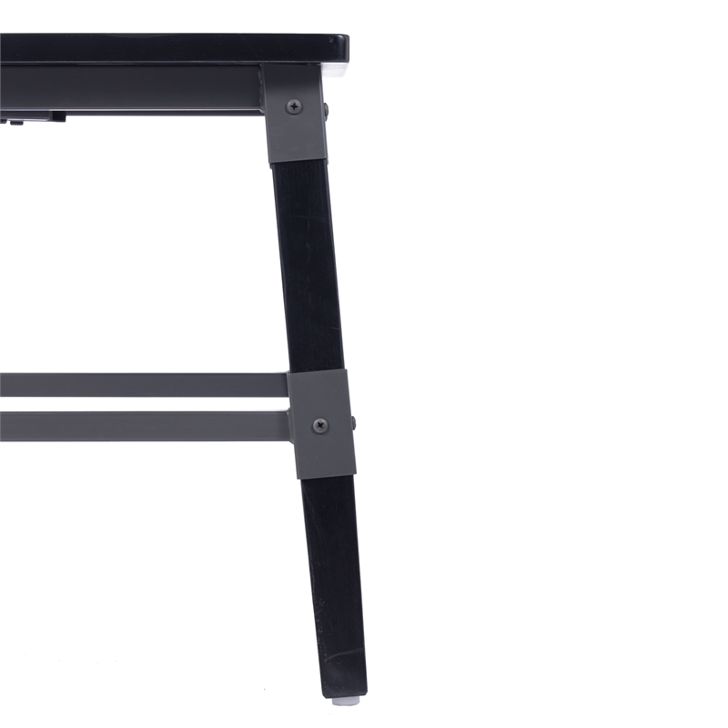 Pemberly Row Set of 2 Rustic Black Industrial Style Wood Dining Chairs