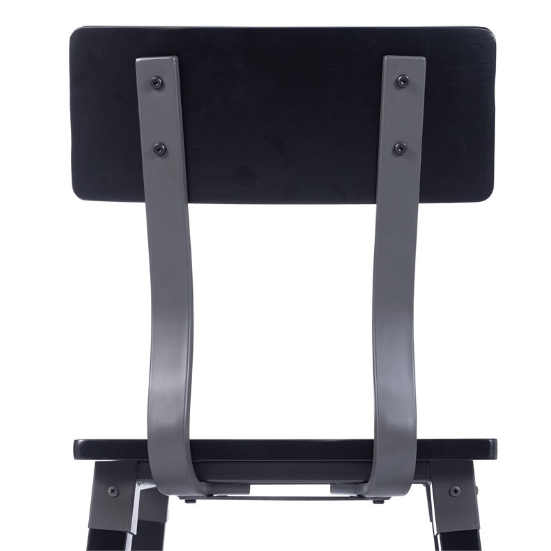 Pemberly Row Set of 2 Rustic Black Industrial Style Wood Dining Chairs