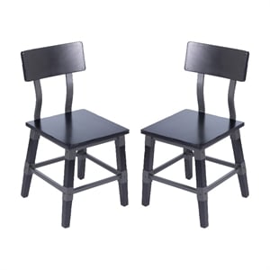 Pemberly Row Set of 2 Rustic Black Industrial Style Wood Dining Chairs