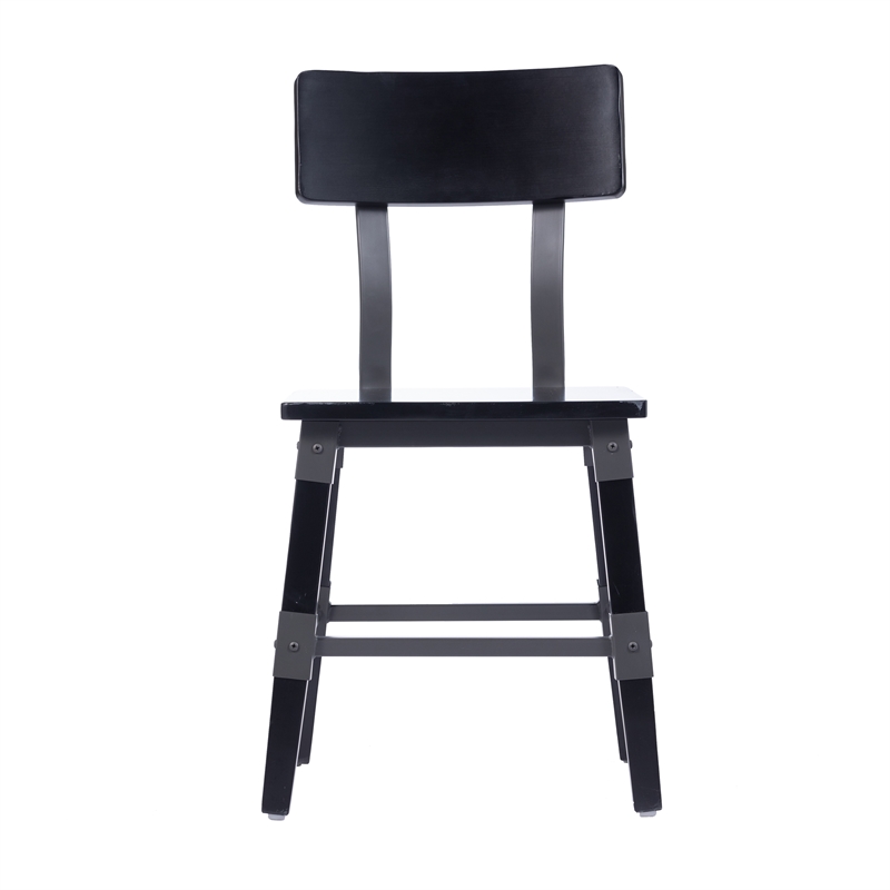 Pemberly Row Set of 2 Rustic Black Industrial Style Wood Dining Chairs