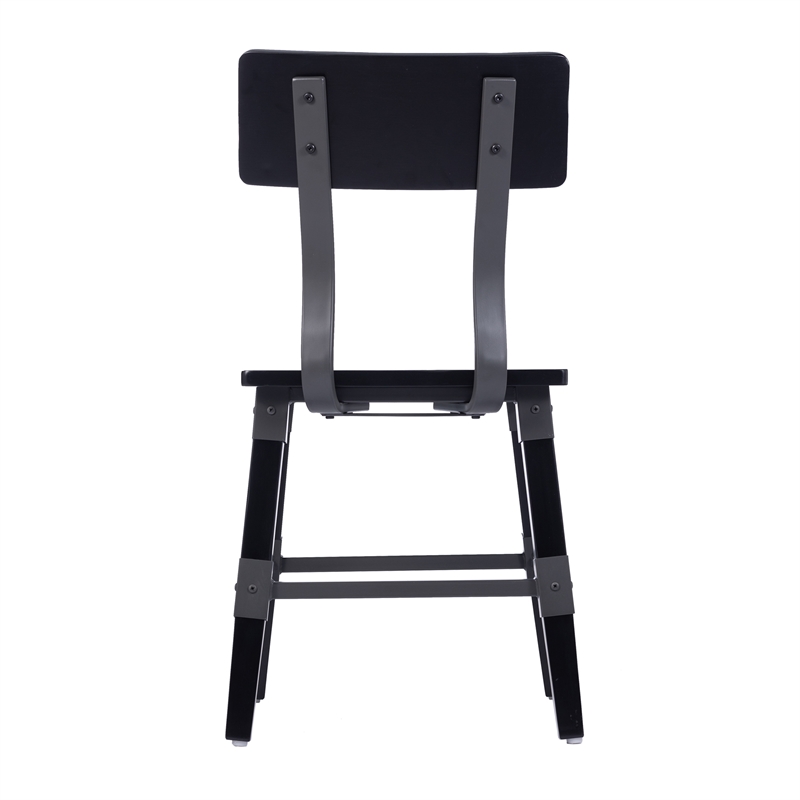 Pemberly Row Set of 2 Rustic Black Industrial Style Wood Dining Chairs