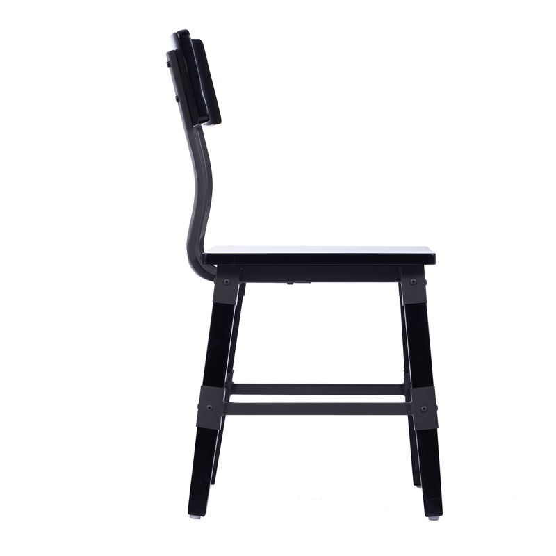 Pemberly Row Set of 2 Rustic Black Industrial Style Wood Dining Chairs