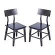 Pemberly Row Set of 2 Rustic Black Industrial Style Wood Dining Chairs