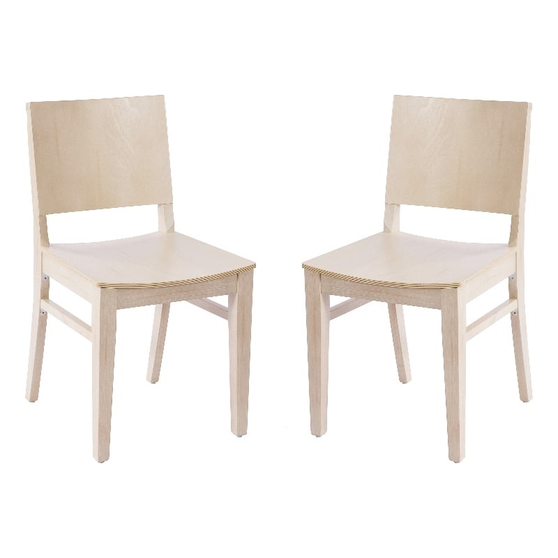Pemberly Row Set of 2 Wood Dining Chairs with Curved Backrest - Antique White