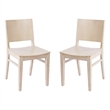 Pemberly Row Set of 2 Wood Dining Chairs with Curved Backrest - Antique White