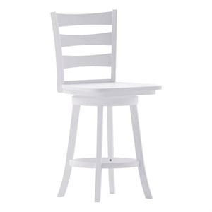 Pemberly Row Wooden Swivel Counter Height Stool in Antique White Wash