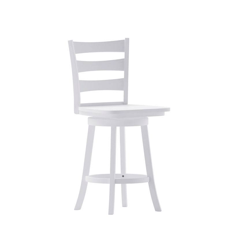 Pemberly Row Wooden Swivel Counter Height Stool in Antique White Wash