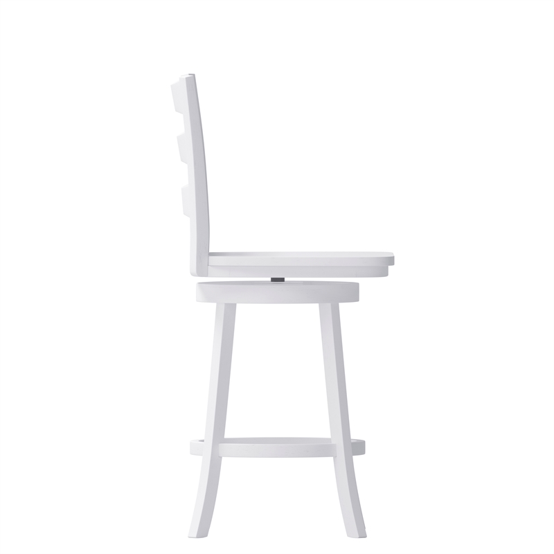 Pemberly Row Wooden Swivel Counter Height Stool in Antique White Wash