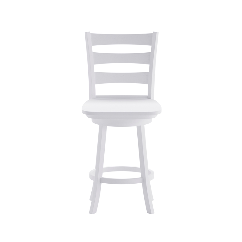 Pemberly Row Wooden Swivel Counter Height Stool in Antique White Wash