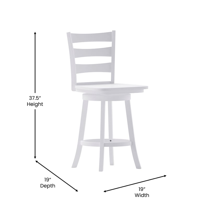 Pemberly Row Wooden Swivel Counter Height Stool in Antique White Wash