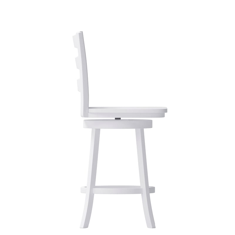 Pemberly Row Wooden Swivel Counter Height Stool in Antique White Wash