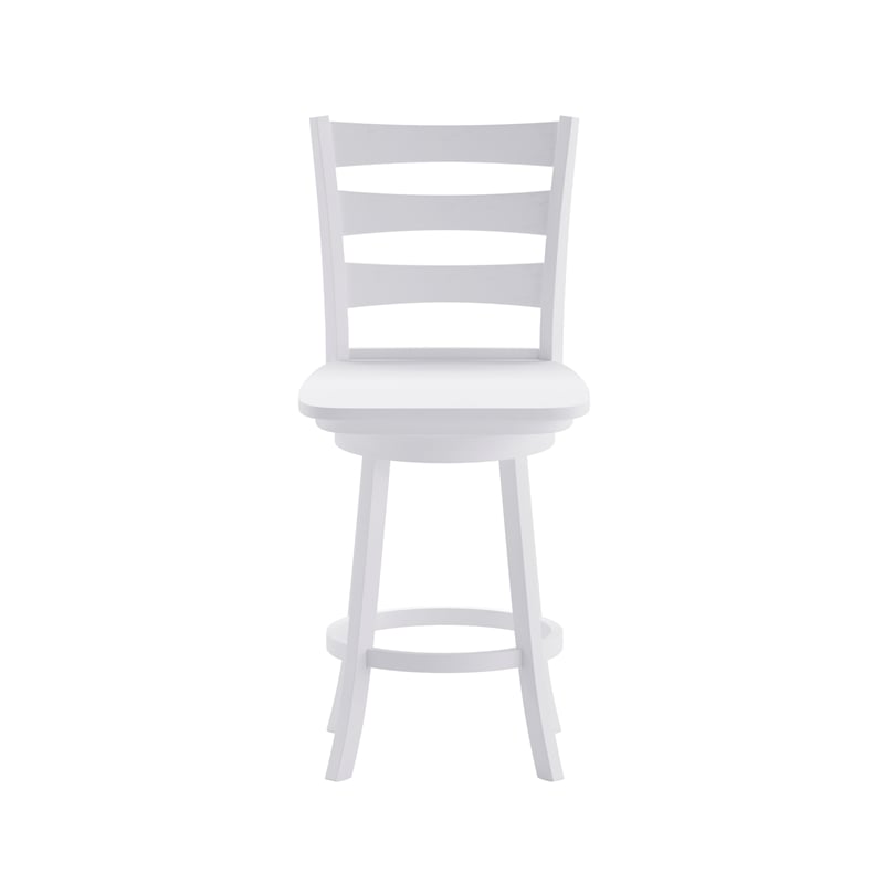 Pemberly Row Wooden Swivel Counter Height Stool in Antique White Wash