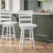 Pemberly Row Wooden Swivel Counter Height Stool in Antique White Wash