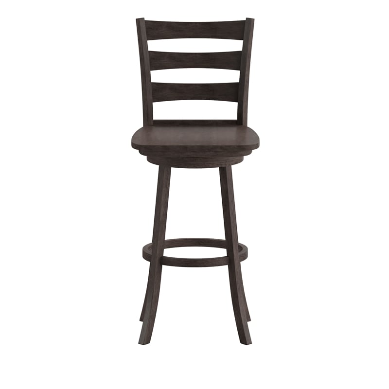 Pemberly Row Wooden Swivel Bar Height Stool in Gray Wash Walnut
