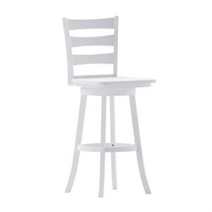 Pemberly Row Wooden Swivel Bar Height Stool in Antique White Wash