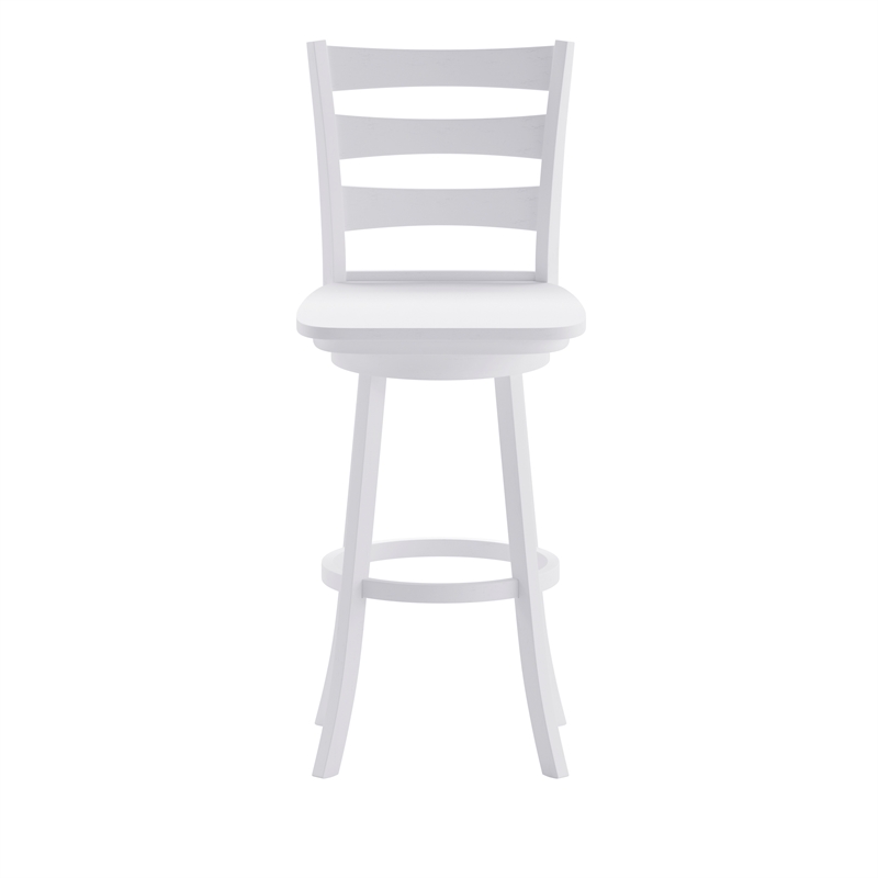 Pemberly Row Wooden Swivel Bar Height Stool in Antique White Wash