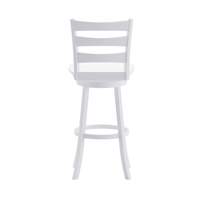 Pemberly Row Wooden Swivel Bar Height Stool in Antique White Wash