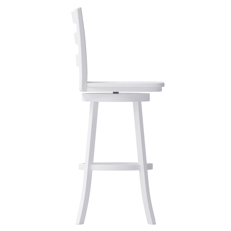 Pemberly Row Wooden Swivel Bar Height Stool in Antique White Wash