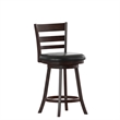 Pemberly Row Ladderback Wooden Swivel Counter Stools in Espresso/Black