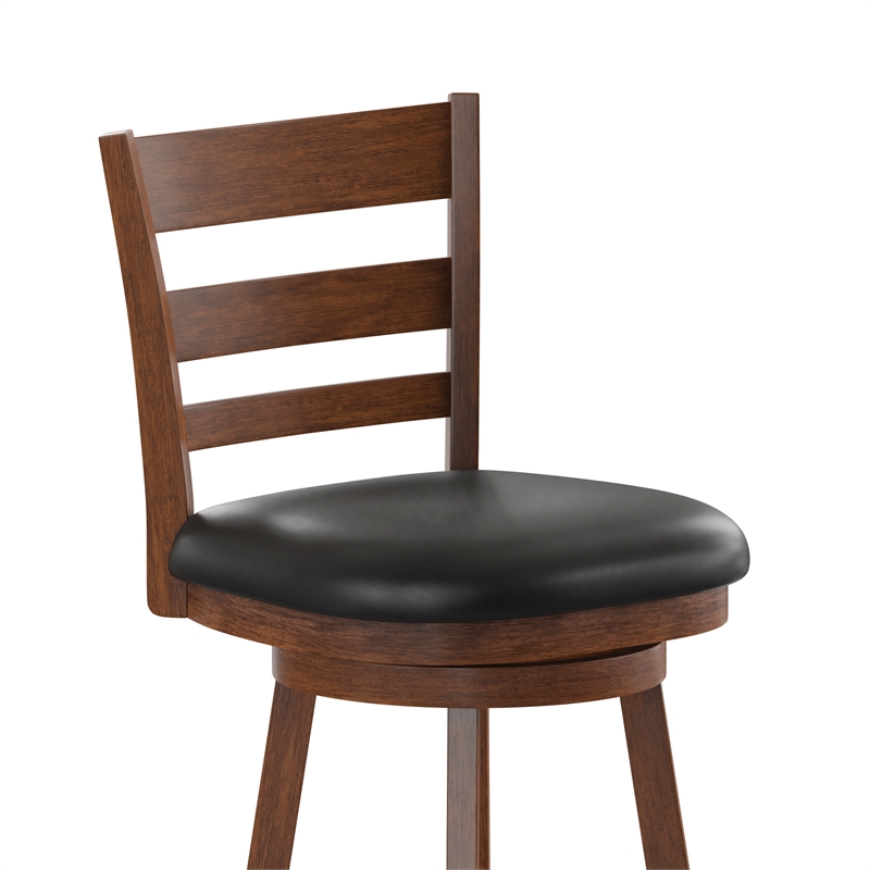 Pemberly Row Wooden Swivel Counter Stools in Antique Oak/Black