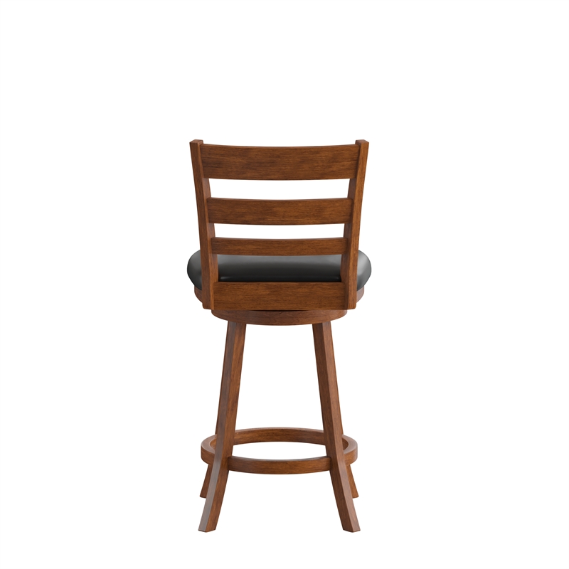 Pemberly Row Wooden Swivel Counter Stools in Antique Oak/Black