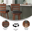 Pemberly Row Wooden Swivel Counter Stools in Antique Oak/Black