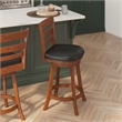 Pemberly Row Wooden Swivel Counter Stools in Antique Oak/Black