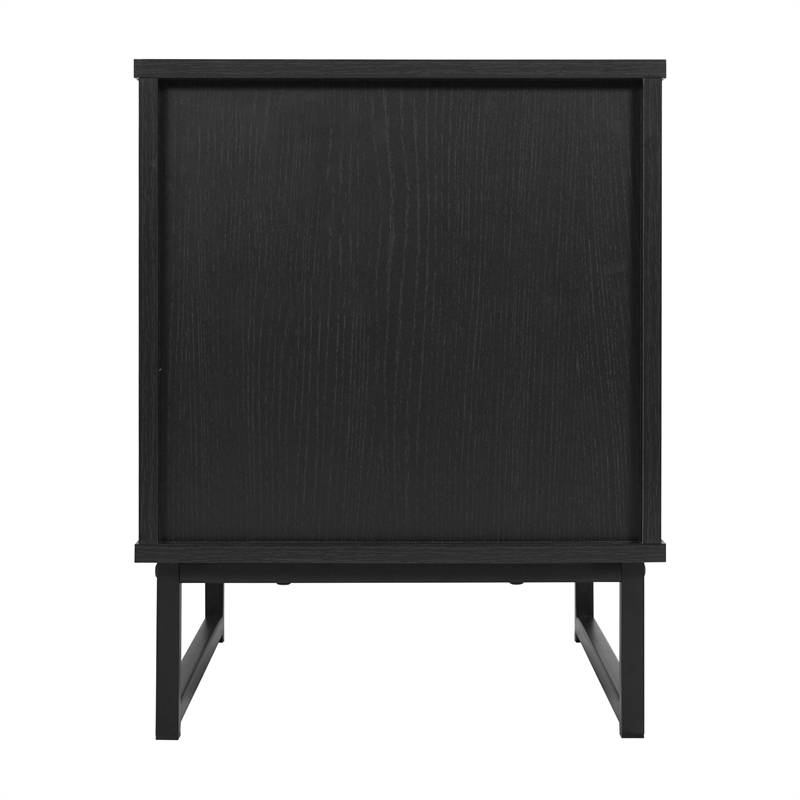 Pemberly Row Set of 2 Mid-Century Side Tables with Drawer & Shelf in Black
