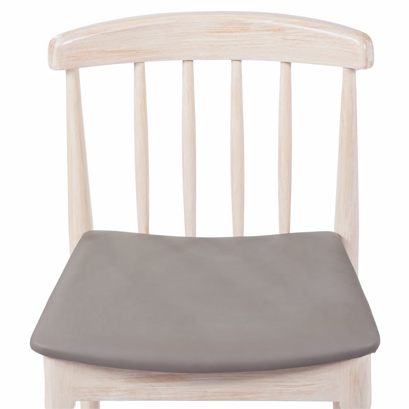 Pemberly Row Antique White Wooden Dining Chairs with Beige Seat Set of 2