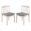 Pemberly Row Antique White Wooden Dining Chairs with Beige Seat Set of 2