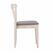 Pemberly Row Antique White Wooden Dining Chairs with Beige Seat Set of 2
