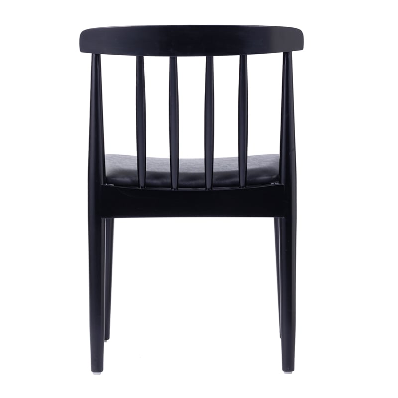 Pemberly Row Black Wooden Dining Chairs with Black Seat Set of 2