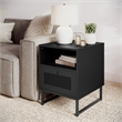 Pemberly Row Mid-Century Modern Side Table with Storage Drawer & Shelf in Black
