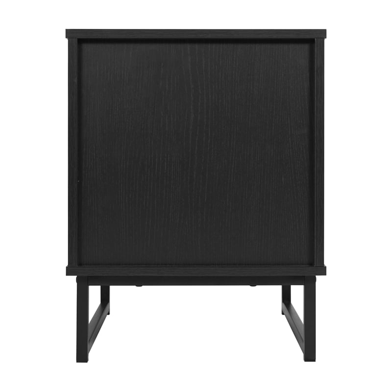 Pemberly Row Mid-Century Modern Side Table with Storage Drawer & Shelf in Black