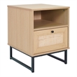 Pemberly Row Mid-Century Side Table with Storage Drawer & Shelf in Natural