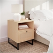 Pemberly Row Mid-Century Side Table with Storage Drawer & Shelf in Natural