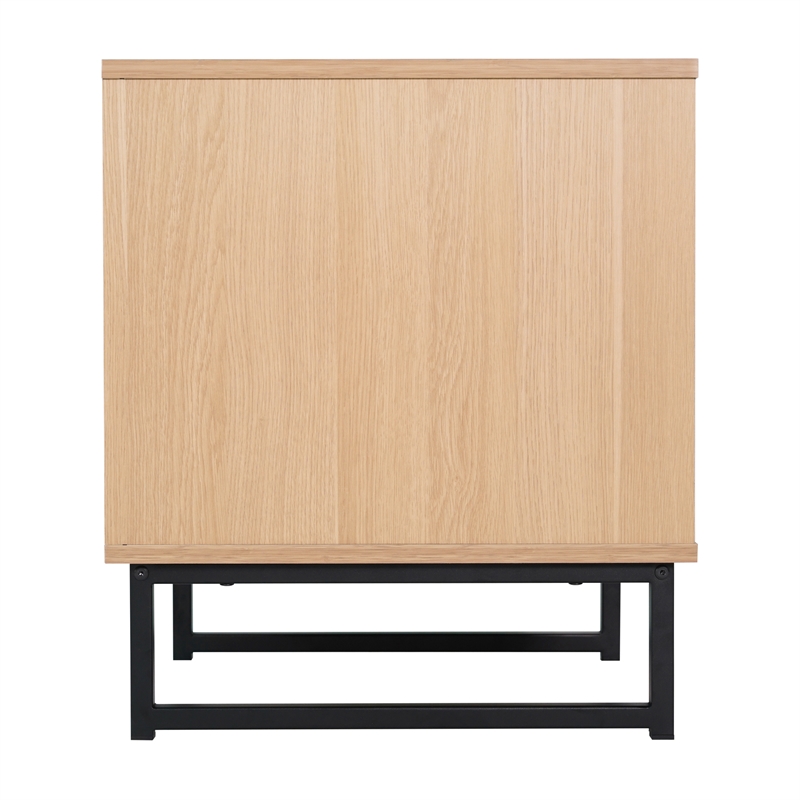 Pemberly Row Mid-Century Side Table with Storage Drawer & Shelf in Natural