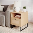 Pemberly Row Mid-Century Side Table with Storage Drawer & Shelf in Natural