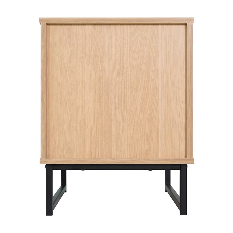 Pemberly Row Mid-Century Side Table with Storage Drawer & Shelf in Natural