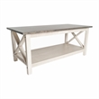 Pemberly Row Solid Wood Farmhouse Coffee Table in Acacia Gray and Rustic White