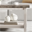 Pemberly Row Solid Wood Farmhouse Coffee Table in Acacia Gray and Rustic White