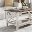 Pemberly Row Solid Wood Farmhouse Coffee Table in Acacia Gray and Rustic White