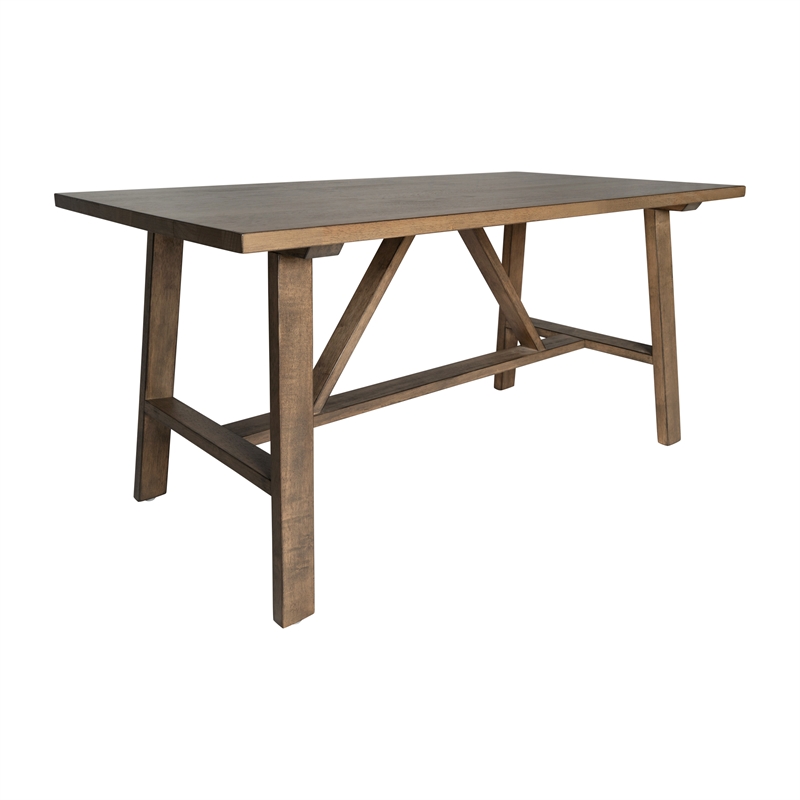 Pemberly Row Solid Wood Farmhouse Trestle Style Coffee Table in Rustic Brown